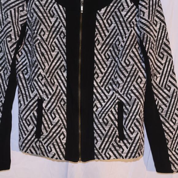 Ruby Road Size 10 Blazer Zip Front Black White Black Trim - Picture 4 of 14